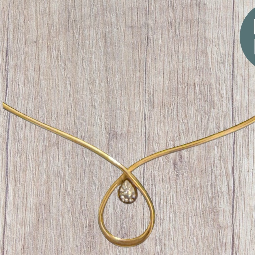 Vintage 1970’s Avon 14k Gold Filled Teardrop Necklace with Diamond Chip